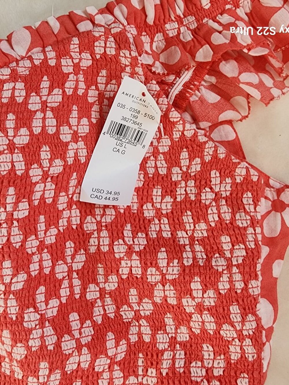 American Eagle red and white crop top with flutter straps - Picture 7 of 7
